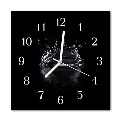 Glass Wall Clock Water Water Black