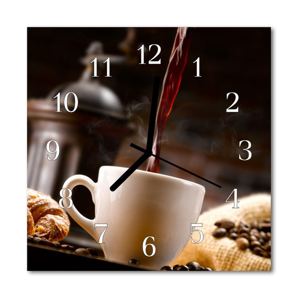 Glass Wall Clock Coffee Food and Drinks Brown