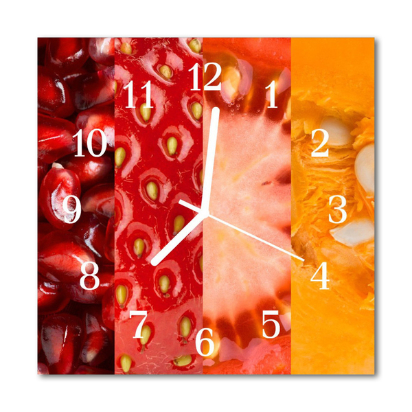 Glass Wall Clock Fruit Fruit Red