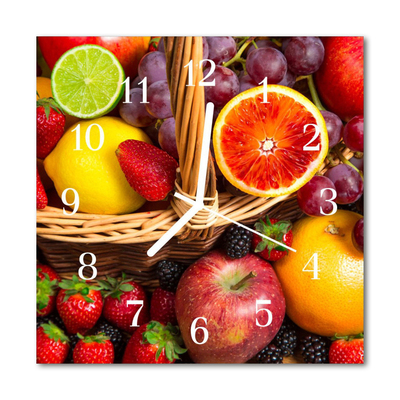 Glass Wall Clock Fruit Fruit Multi-Coloured