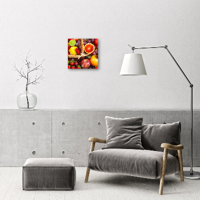 Glass Wall Clock Fruit Fruit Multi-Coloured