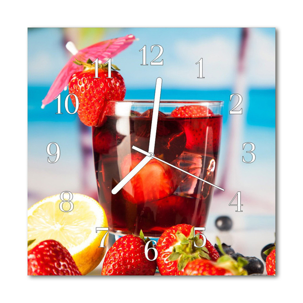 Glass Wall Clock Drink Drink Red