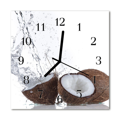 Glass Wall Clock Coconuts food and drinks white