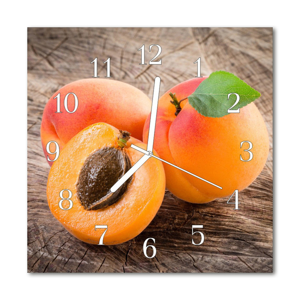 Glass Wall Clock Apricots Fruit Orange