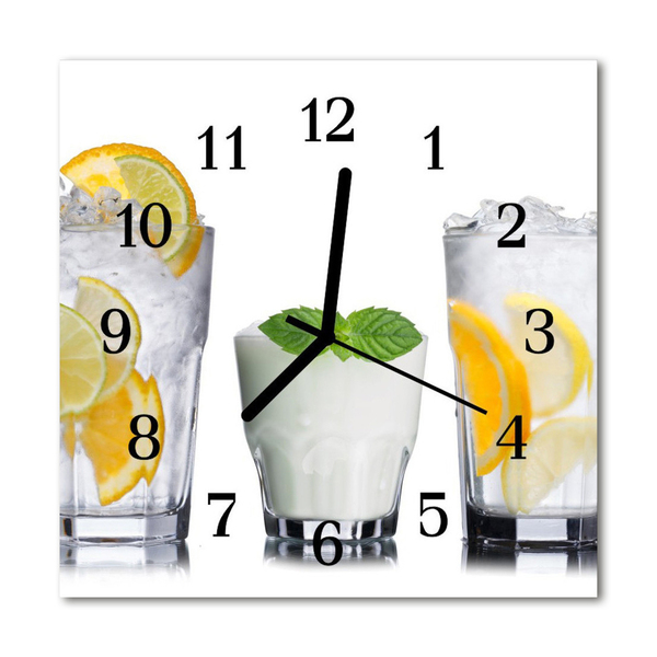 Glass Wall Clock Lemon fruit yellow