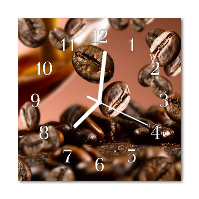 Glass Wall Clock Coffee Beans Food and Drinks Brown