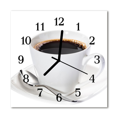 Glass Wall Clock Coffee food and drinks white