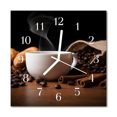 Glass Wall Clock Coffee Food and Drinks Brown