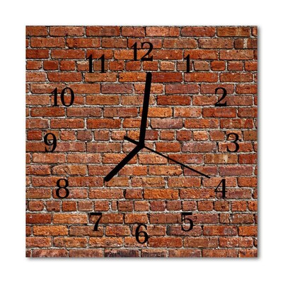 Glass Wall Clock Brick architecture red