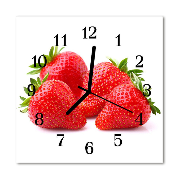 Glass Wall Clock Strawberries fruit red