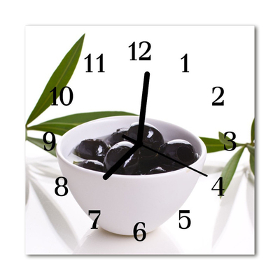 Glass Wall Clock Olives olives black