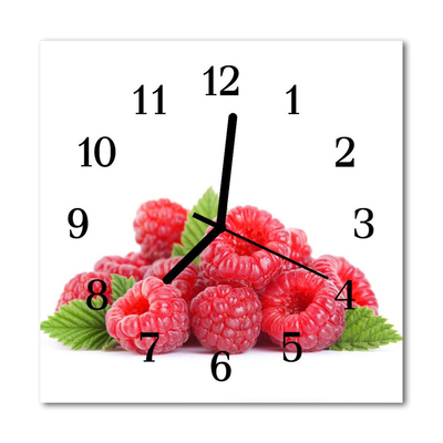 Glass Wall Clock Raspberries fruit pink