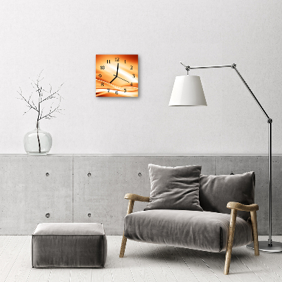 Glass Wall Clock Abstract art orange