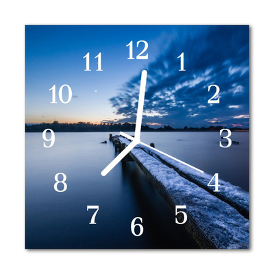 Glass Wall Clock Landscape Landscape Blue