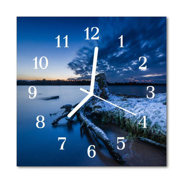 Glass Wall Clock Landscape Landscape Blue