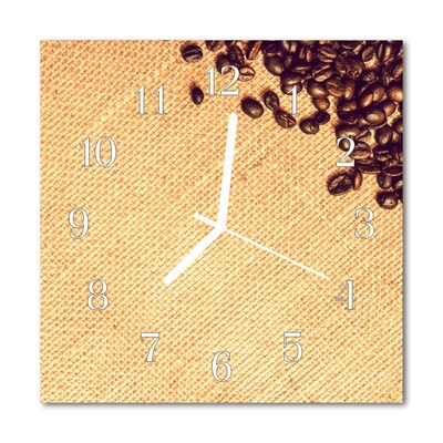 Glass Wall Clock Coffee Beans Food and Drinks Brown