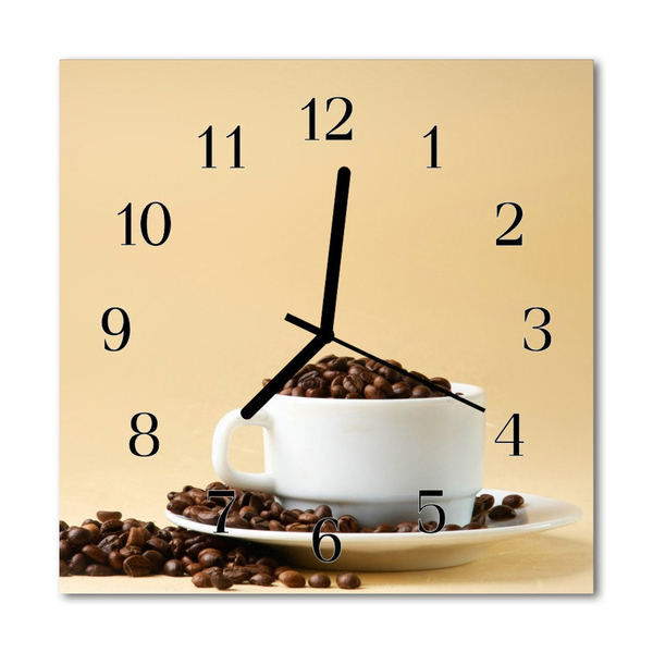 Glass Wall Clock Coffee food and drinks brown