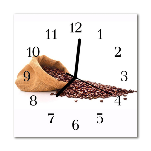 Glass Wall Clock Coffee beans food and drinks brown