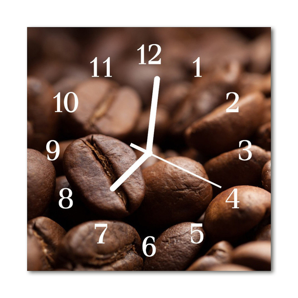 Glass Wall Clock Coffee Beans Food and Drinks Brown