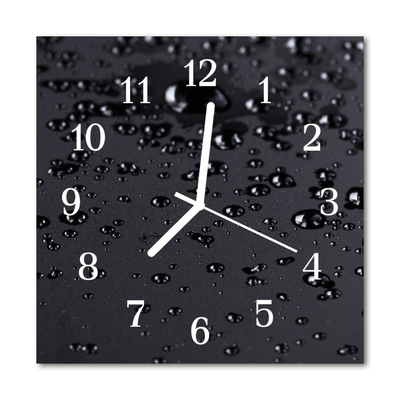 Glass Wall Clock Drops Nature Black