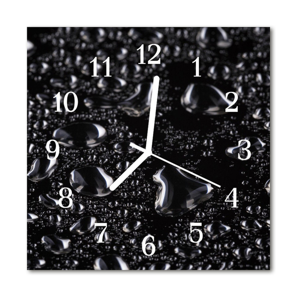 Glass Wall Clock Drops Nature Black