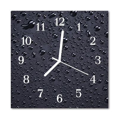 Glass Wall Clock Drops Nature Black