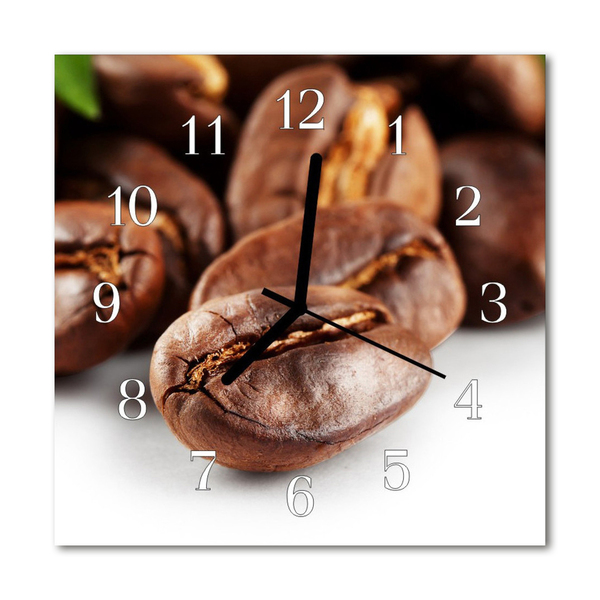 Glass Wall Clock Coffee Beans Food and Drinks Brown