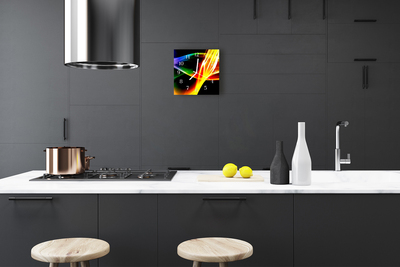 Glass Wall Clock Abstract Art Black