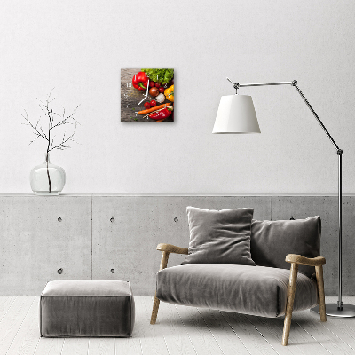 Glass Wall Clock Vegetables Food and Drinks Multi-Coloured