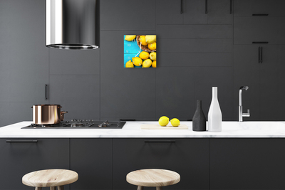 Glass Wall Clock Lemons Fruit Yellow