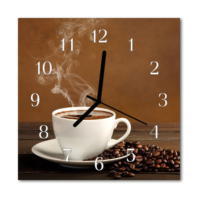 Glass Wall Clock Coffee Food and Drinks Brown