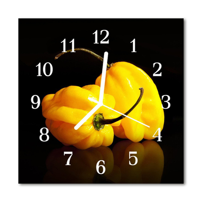 Glass Wall Clock Paprika Food and Drinks Yellow