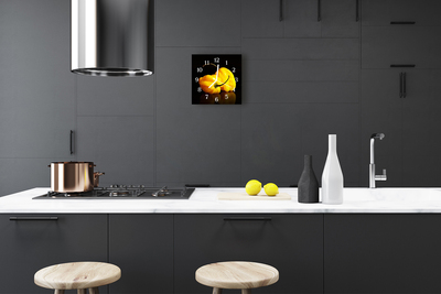 Glass Wall Clock Paprika Food and Drinks Yellow