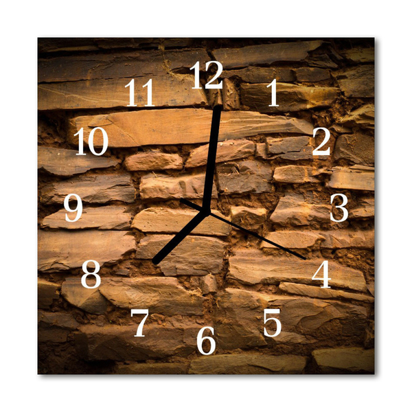 Glass Wall Clock Stones Stones Brown