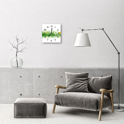 Glass Wall Clock Grass nature green