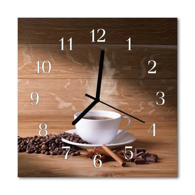 Glass Wall Clock Coffee Food and Drinks Brown