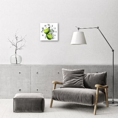 Glass Wall Clock Lime fruit green