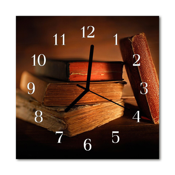 Glass Wall Clock Book Book Brown