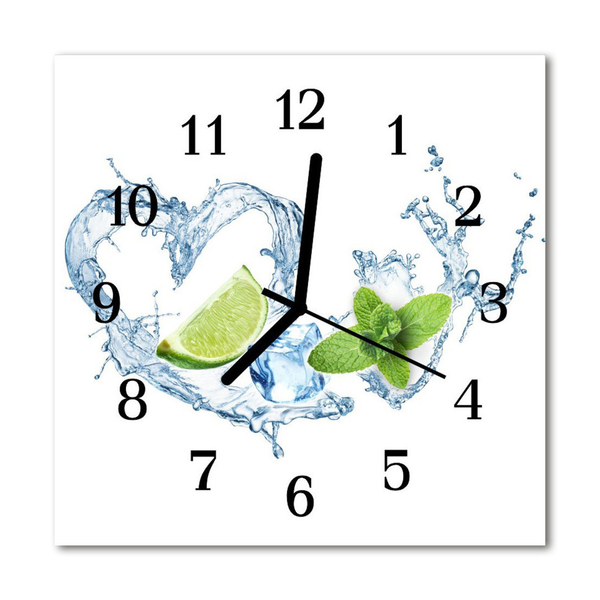 Glass Wall Clock Mint spices white