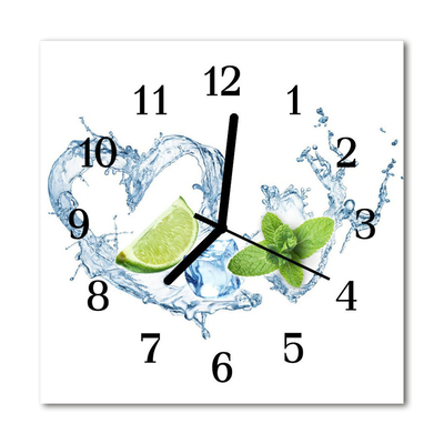 Glass Wall Clock Mint Spices White