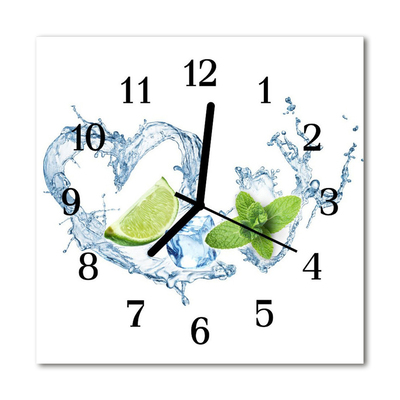 Glass Wall Clock Mint spices white