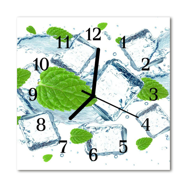 Glass Wall Clock Ice cream mint ice white