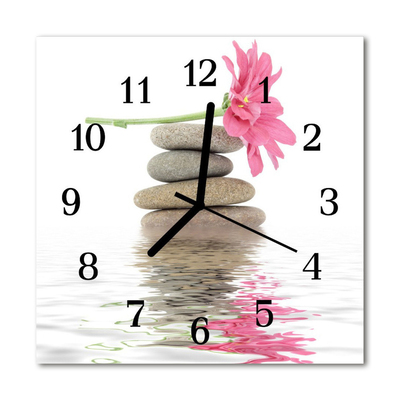 Glass Wall Clock Stones nature white