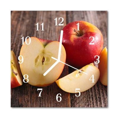 Glass Wall Clock Apple Fruit Red