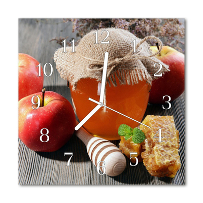 Glass Wall Clock Honey Apple Fruit Nature Multi-Coloured