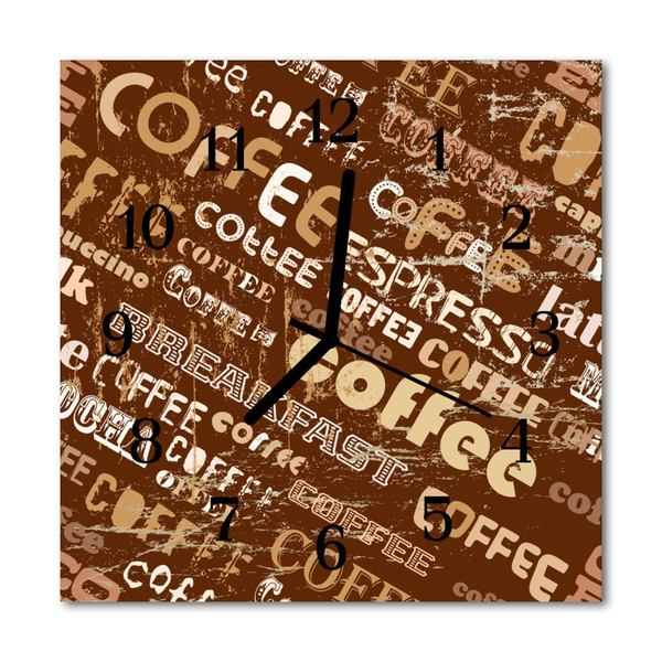 Glass Wall Clock Coffee food and drinks brown