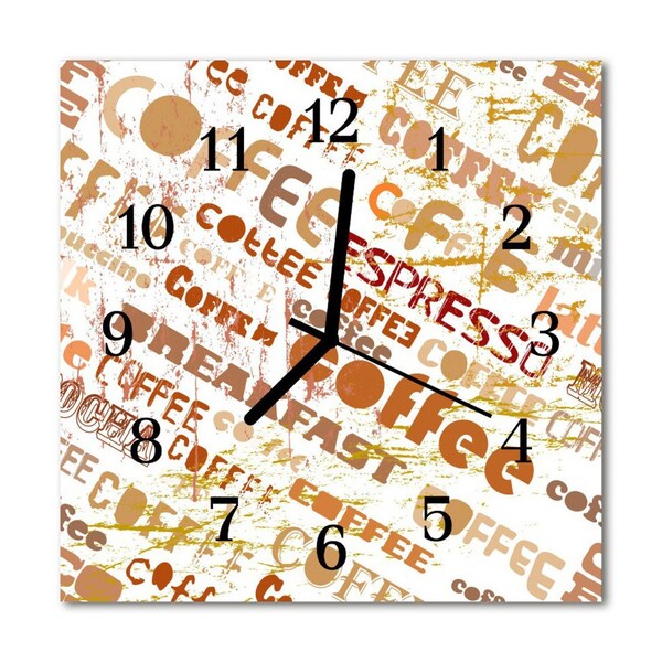 Glass Wall Clock Coffee food and drinks brown