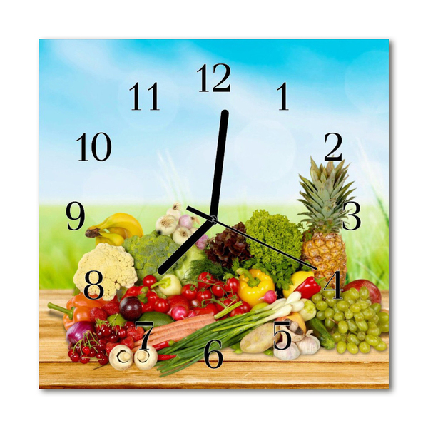 Glass Wall Clock Vegetable fruit food and drinks fruit multi-coloured