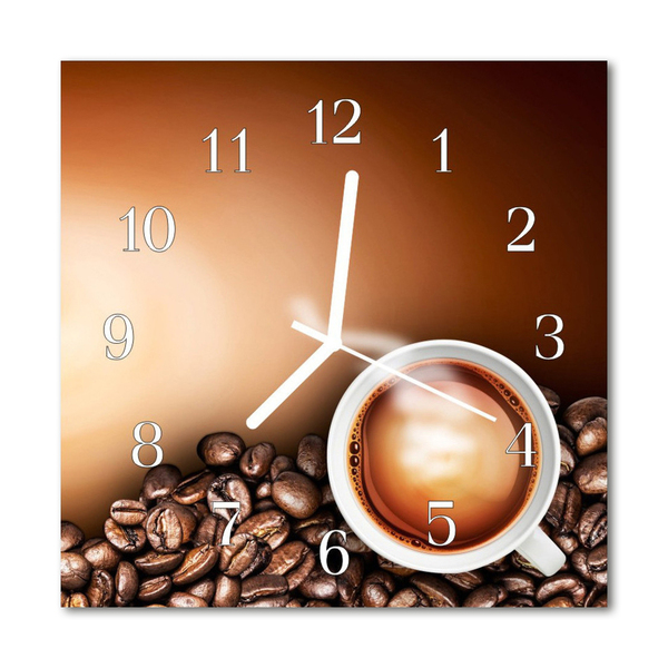 Glass Wall Clock Coffee Food and Drinks Brown