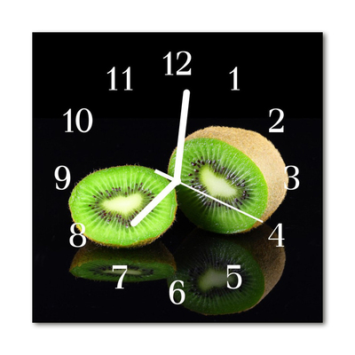 Glass Wall Clock Kiwi Fruit Black